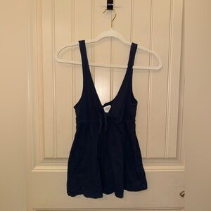 Y2K RARE Abercrombie & Fitch Babydoll Cotton Tank Top Navy Womens Size Medium